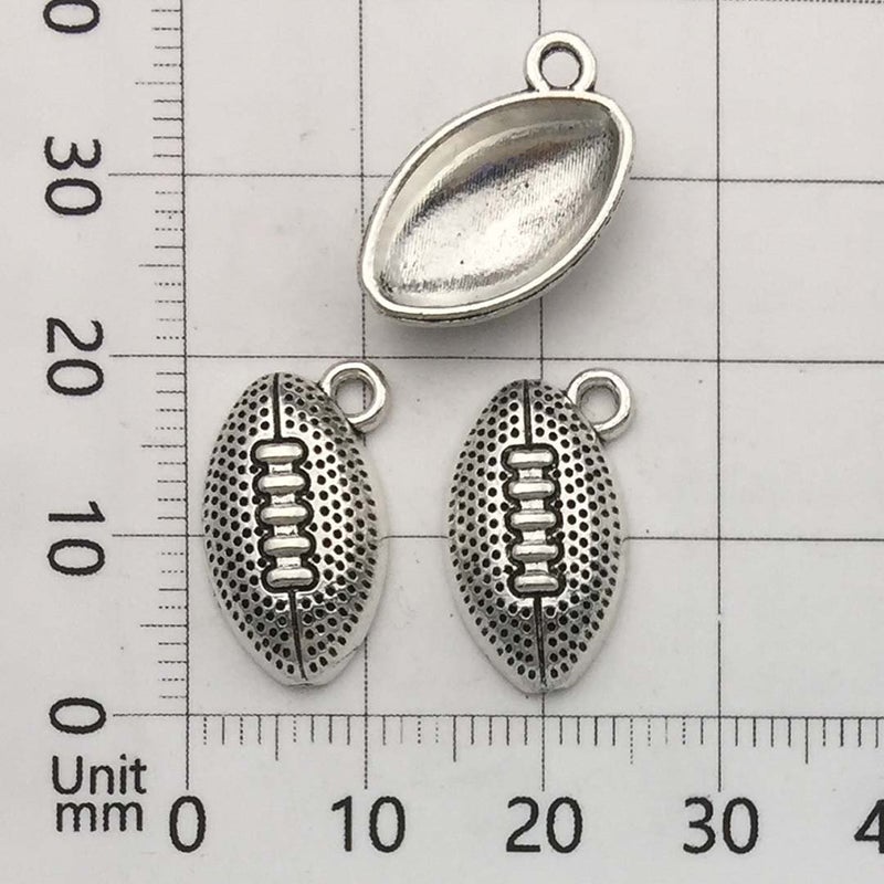 Youdiyla 60PCS Football Theme Charms Collection - Mixed Antique Silver Rugby Player Helmet Metal Alloy Pendants for Jewelry Making DIY Findings (M131) - Image 5